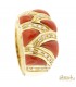 Anello in Corallo a fascia in oro giallo 18kt e diamanti ct.0,28