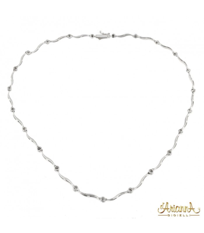Collier a bande in oro bianco 18kt con Diamanti 0,17ct.