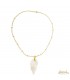 Collana in oro bianco 18kt con ciondolo Foglia di Madreperla