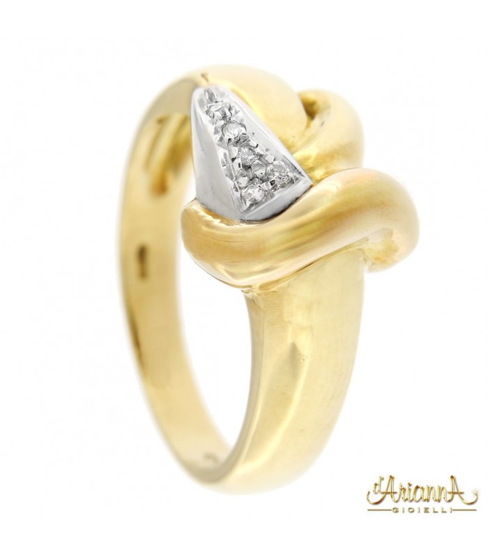 Anello Fantasia in oro giallo e rosa 18kt con diamanti su oro bianco 18kt