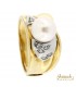 Anello bicolore con Perla di mare 8-8.5 in oro 18kt giallo e bianco con diamanti 0.06ct.