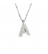 Ciondolo con iniziale A in oro bianco 18kt e diamanti 0,05ct. con collana inclusa in oro 18kt