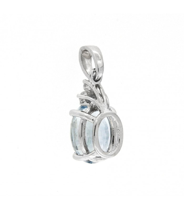 Ciondolo in oro bianco 18kt con Acquamarina 1,15ct. e 0,06ct. diamanti F VS2