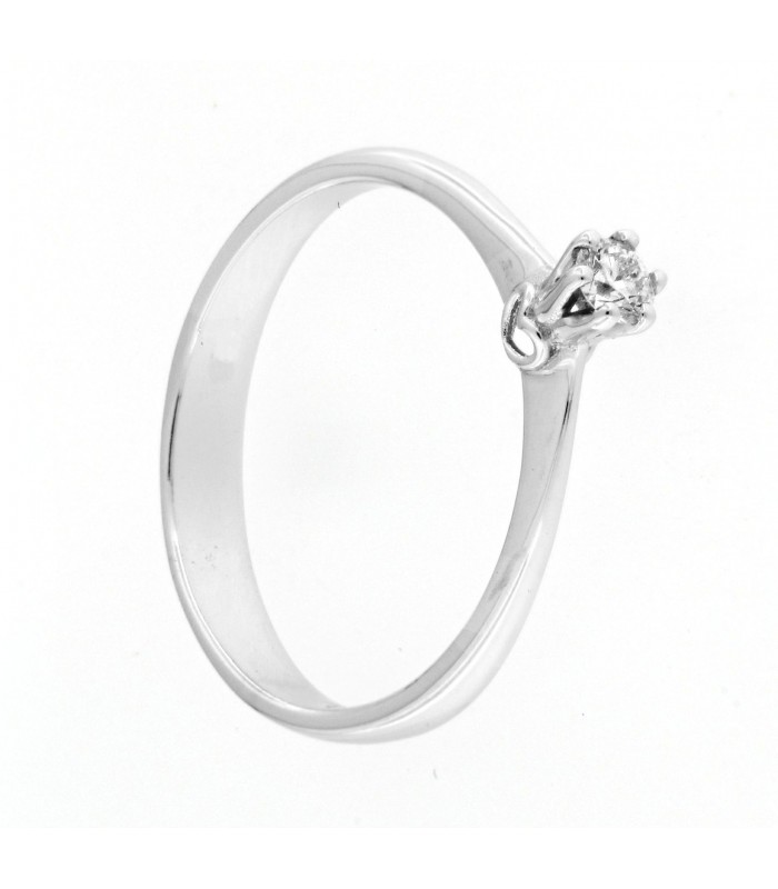 Anello Di Fidanzamento in oro bianco 18kt con diamante 0,10ct. colore F purezza VS1