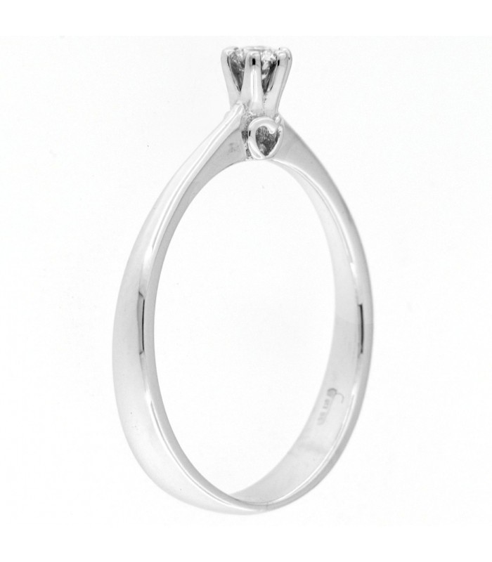 Anello Di Fidanzamento in oro bianco 18kt con diamante 0,10ct. colore F purezza VS1