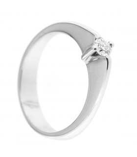 Anello Solitario in oro bianco 18kt con diamante 0,19ct  colore G purezza VS2