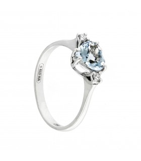 Anello con Acquamarina 1,42ct. in oro bianco 18kt e diamanti 0,10ct. F VS1