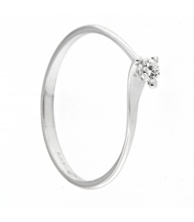 Anello di fidanzamento in oro bianco 18kt con diamante da 0.09ct colore F purezza VS2