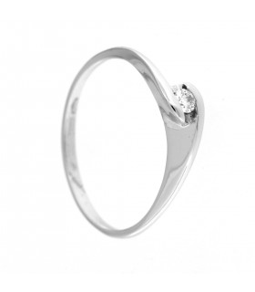 Anello Solitario in oro bianco 18kt con diamante 0,05ct colore F purezza VS2