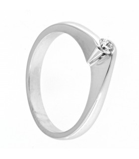 Anello di Fidanzamento in oro bianco 18kt con diamante 0,12ct colore F purezza VS2