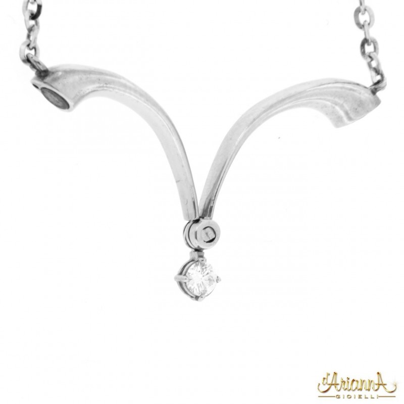 Collier in oro bianco con diamante 0,13ct colore G purezza VS2